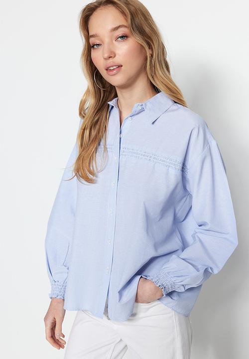 Trendyol - Oversize striped shirt - blue