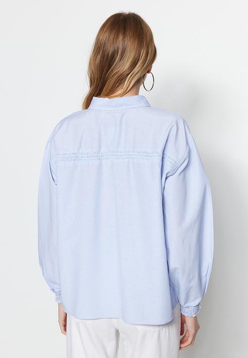 Trendyol - Oversize striped shirt - blue