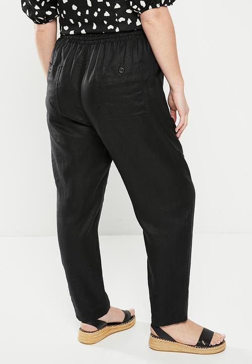 Me&B - Plus the ultimate tapered leg linen pant - black