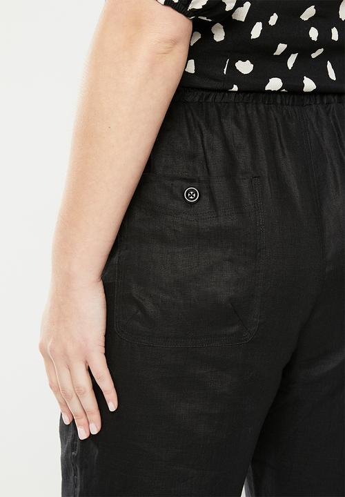 Me&B - Plus the ultimate tapered leg linen pant - black