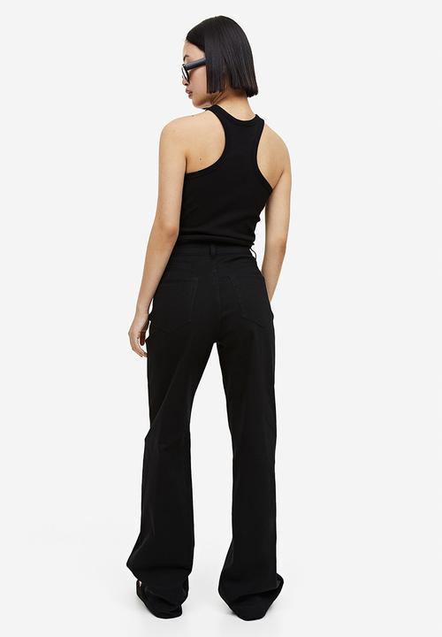 H&M - Wide twill trousers - black