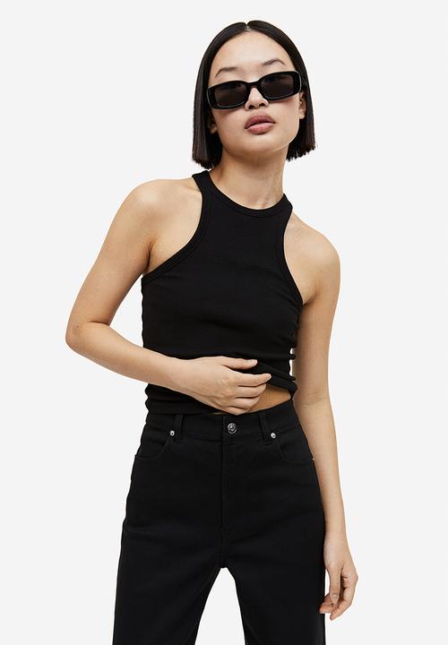 H&M - Wide twill trousers - black
