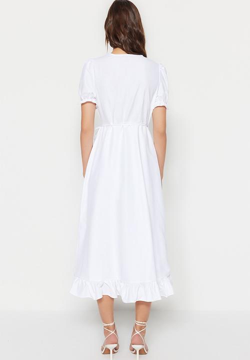 Trendyol - Ruffle wrap dress - ecru