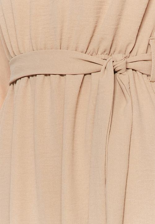 Trendyol - Sleeveless skater midi dress - stone