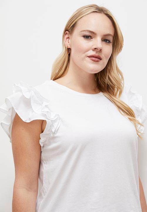 edit - Ruffle sleeve top - white