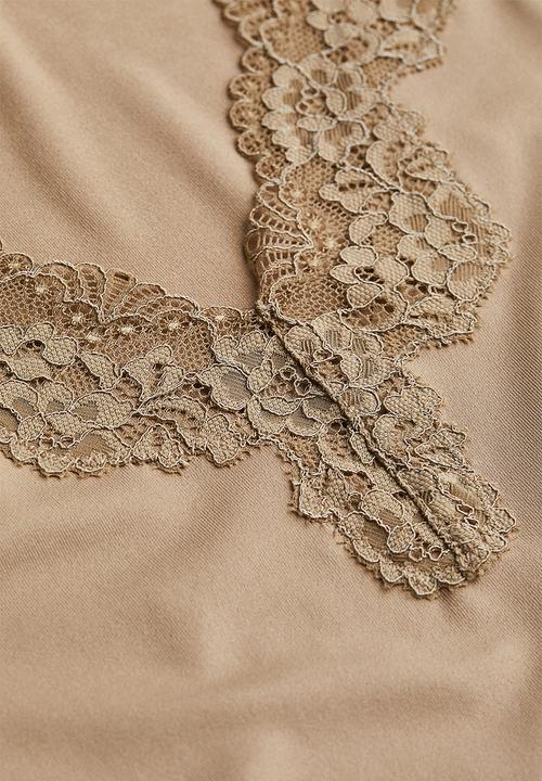 H&M - Lace-trimmed body - beige