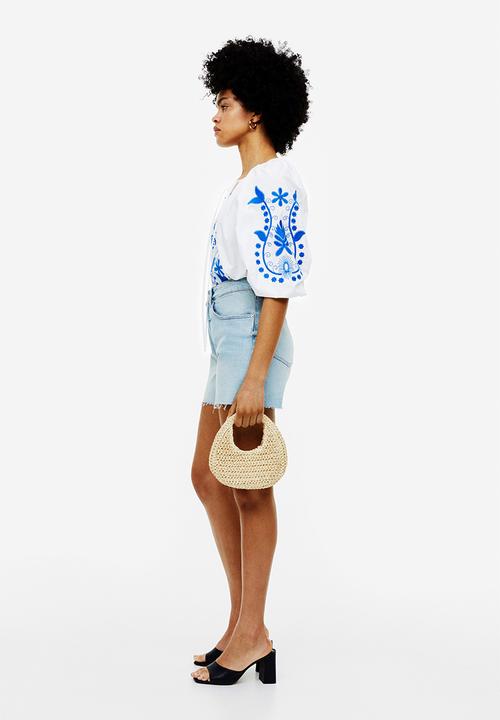 H&M - Embroidered poplin blouse - white