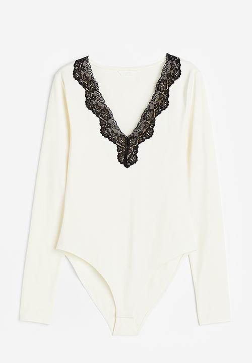 H&M - Lace-trimmed body - white