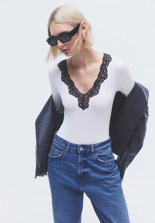 H&M - Lace-trimmed body - white