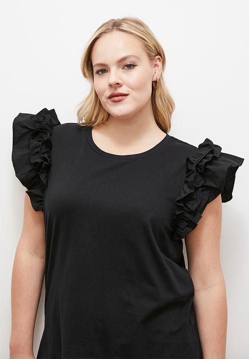 edit - Ruffle sleeve top - black
