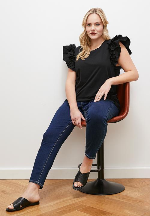 edit - Ruffle sleeve top - black