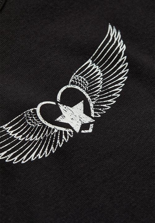 H&M - Printed vest top - black/winged heart