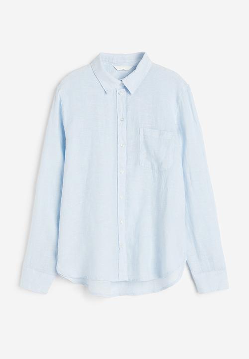 H&M - Linen shirt - light blue marl