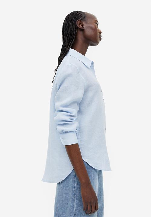 H&M - Linen shirt - light blue marl