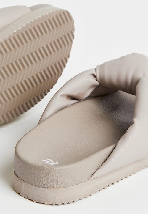H&M - Knot-detail slides - beige 