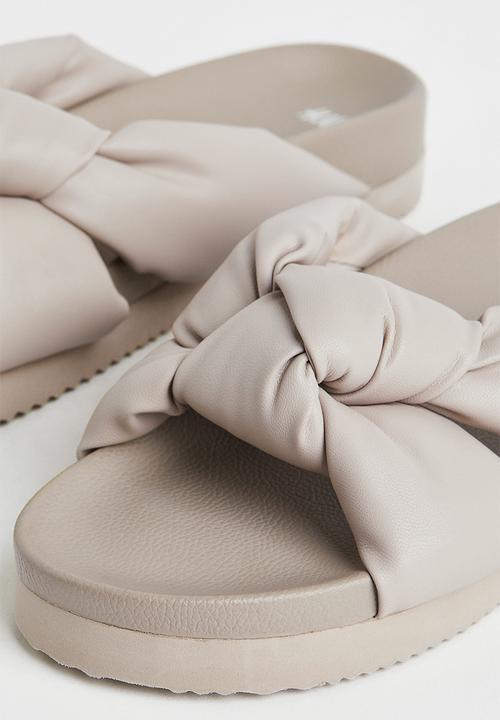 H&M - Knot-detail slides - beige 
