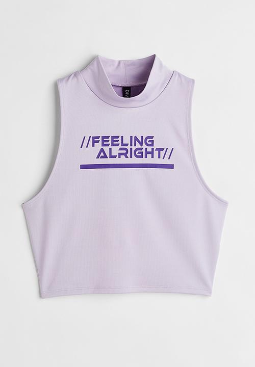 H&M - Printed jersey top - light purple/feeling alright
