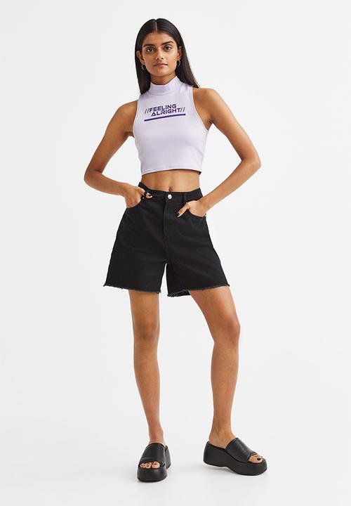 H&M - Printed jersey top - light purple/feeling alright