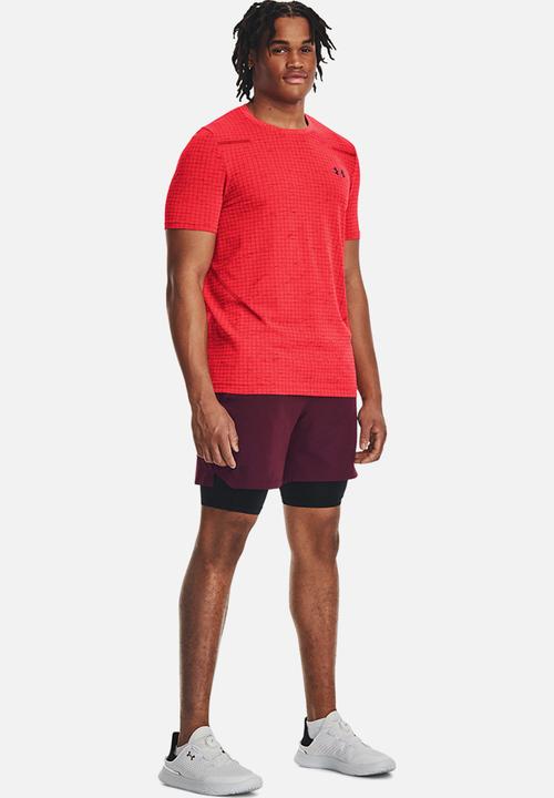 Under Armour - UA seamless grid short sleeve - beta / dark maroon