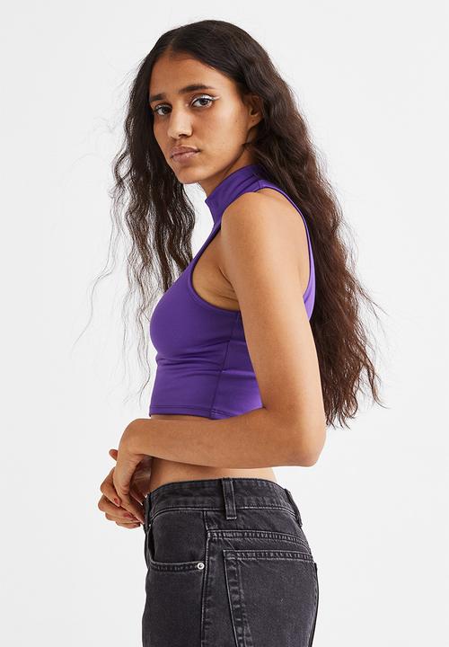 H&M - Printed jersey top - purple/moon
