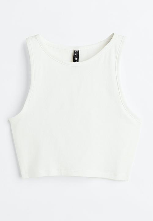 H&M - Cropped cotton vest top - white