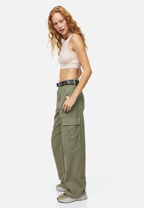 H&M - Cropped cotton vest top - light beige 