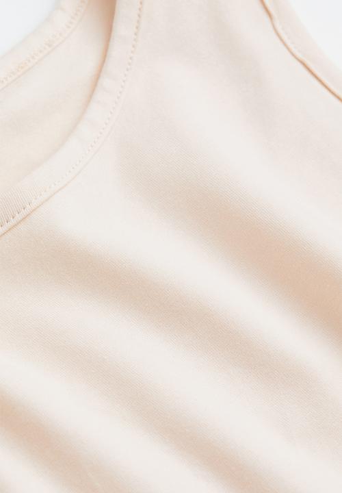 H&M - Cropped cotton vest top - light beige 