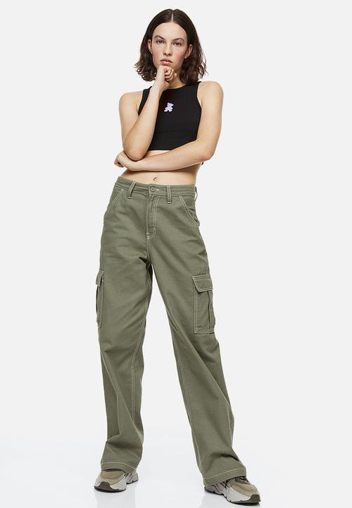 H&M - Cropped cotton vest top - black/teddy bear 