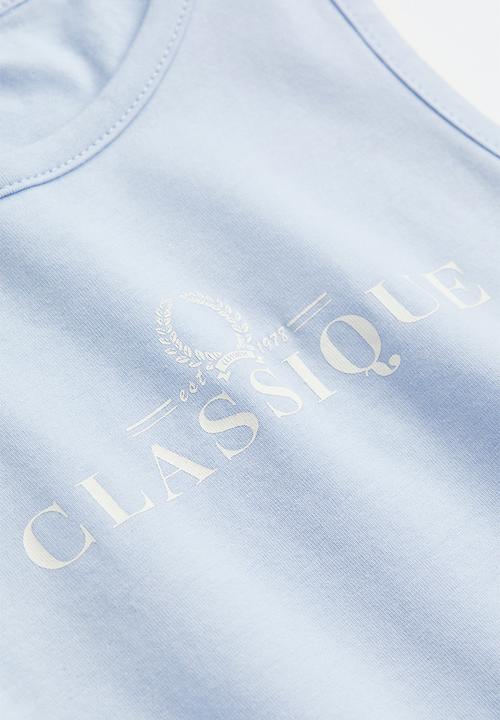 H&M - Cropped cotton vest top - light blue/classique
