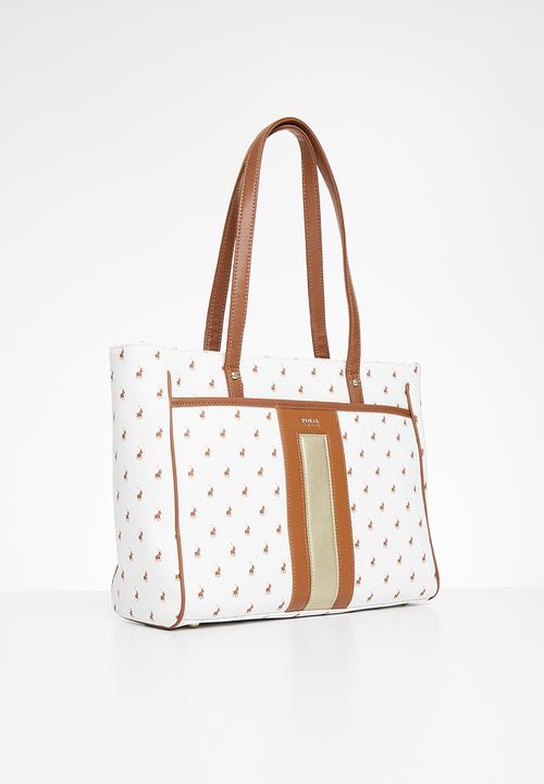 POLO - Tote bag - tan & white