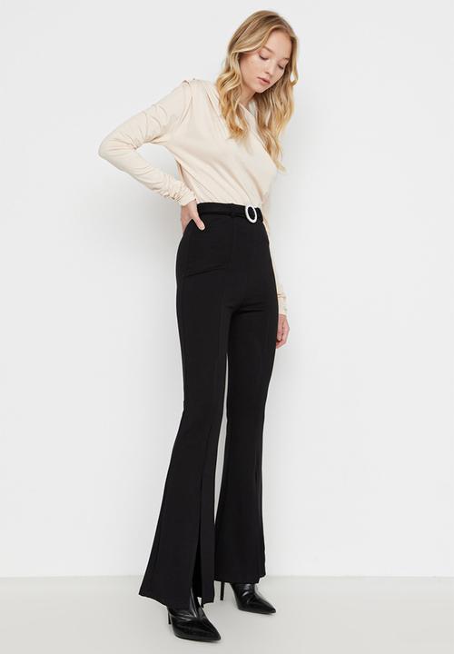 Trendyol - High rise flare pants - black