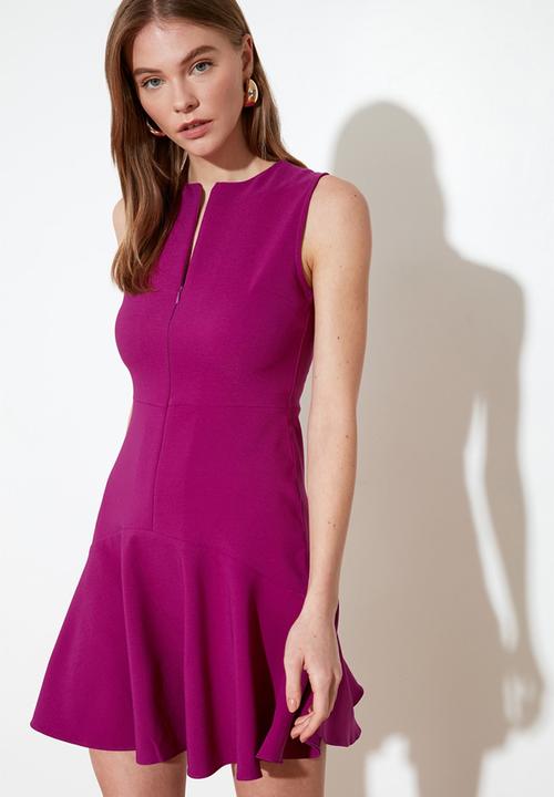 Trendyol - Sleeveless zip mini dress - purple