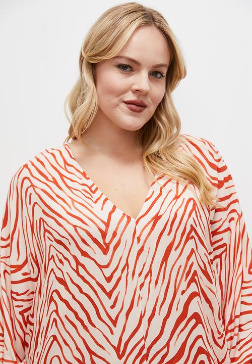 edit - Printed midi dress - rust ecru zebra1
