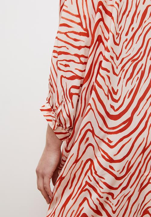 edit - Printed midi dress - rust ecru zebra1
