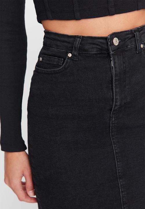 Trendyol - Midi denim pencil skirt - black