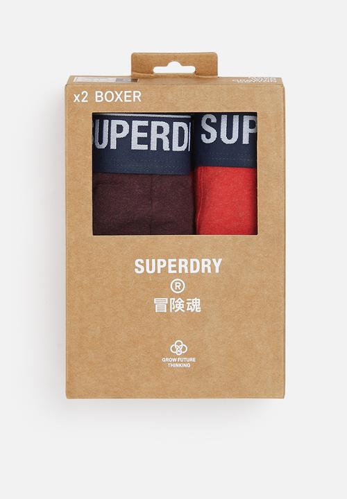 Superdry. - Boxer multi double pack - burgundy & red