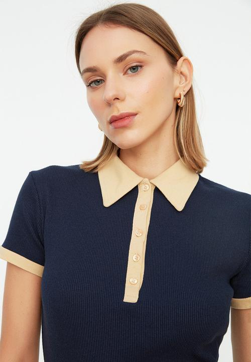 Trendyol - Short sleeve polo tee - navy