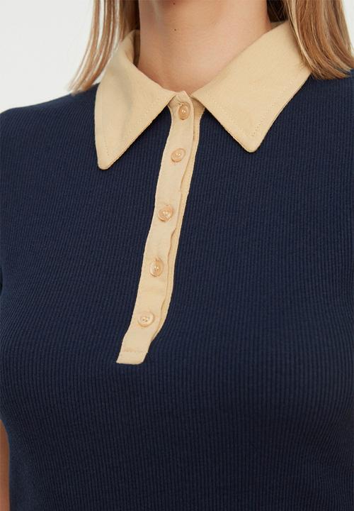 Trendyol - Short sleeve polo tee - navy