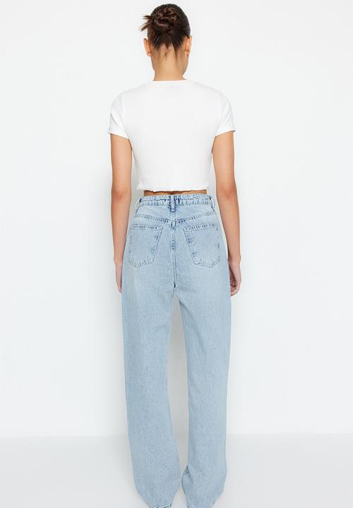 Trendyol - High rise wide leg jeans - blue