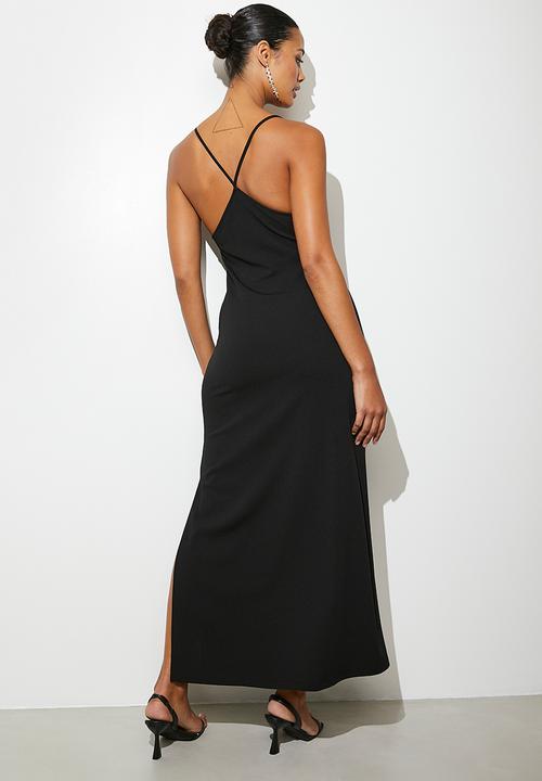 VELVET - Lace trim slip dress - black