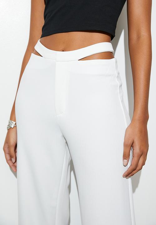 VELVET - Waist cutout wide leg - white