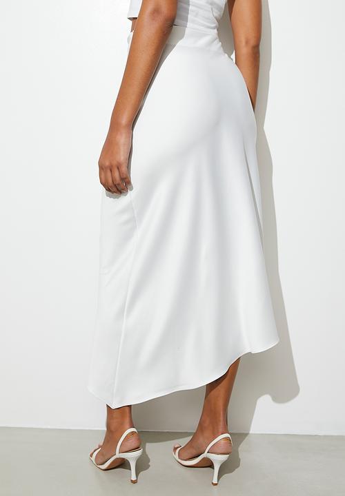 VELVET - Asym midi skirt - white