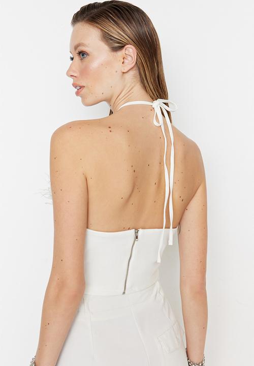 Trendyol - Feather halter neck top - ecru