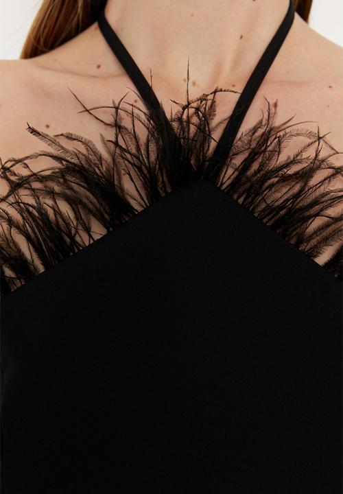 Trendyol - Feather halter neck top - black