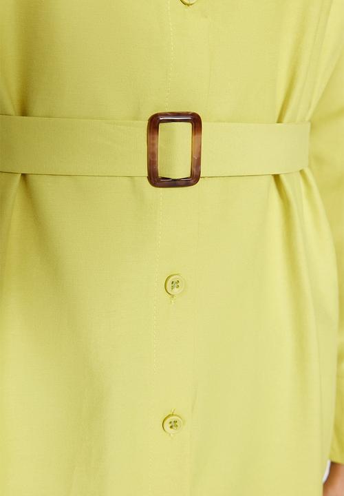 Trendyol - Modest belted shirt - mustard