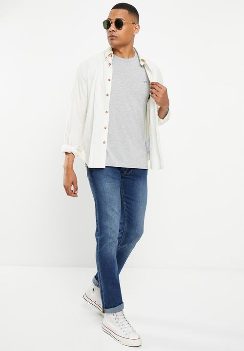 Lee  - Embroidered badget t - grey melange