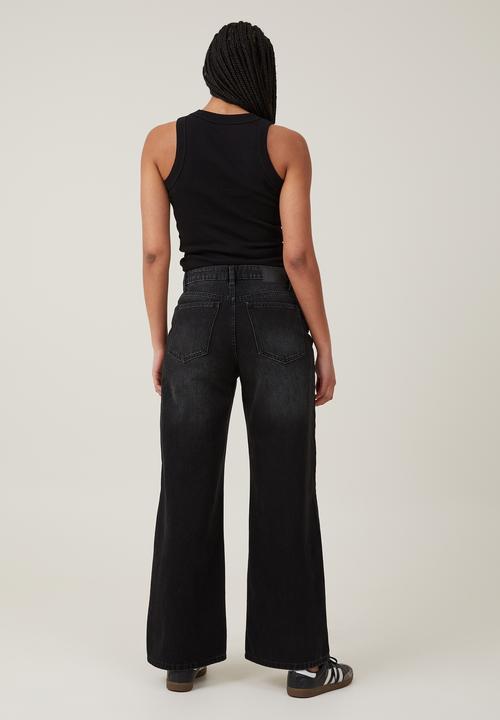 Cotton On - Relaxed wide leg jean - black pepper