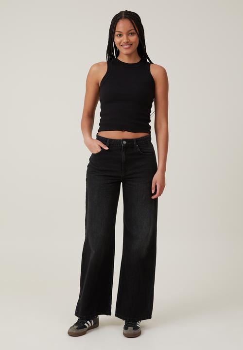 Cotton On - Relaxed wide leg jean - black pepper