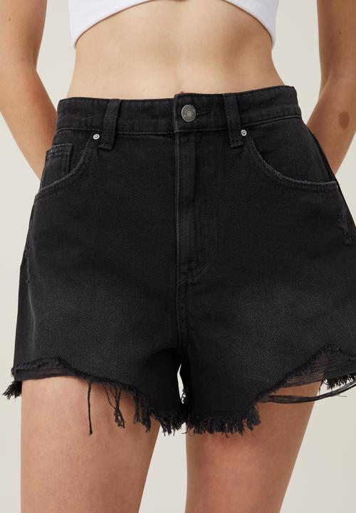 Cotton On - High mom denim short - black pepper