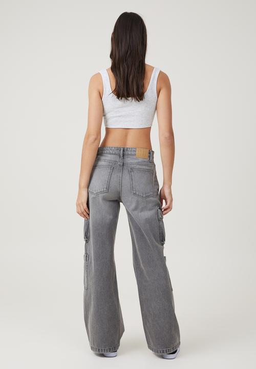 Cotton On - Cargo wide leg jean - shadow grey